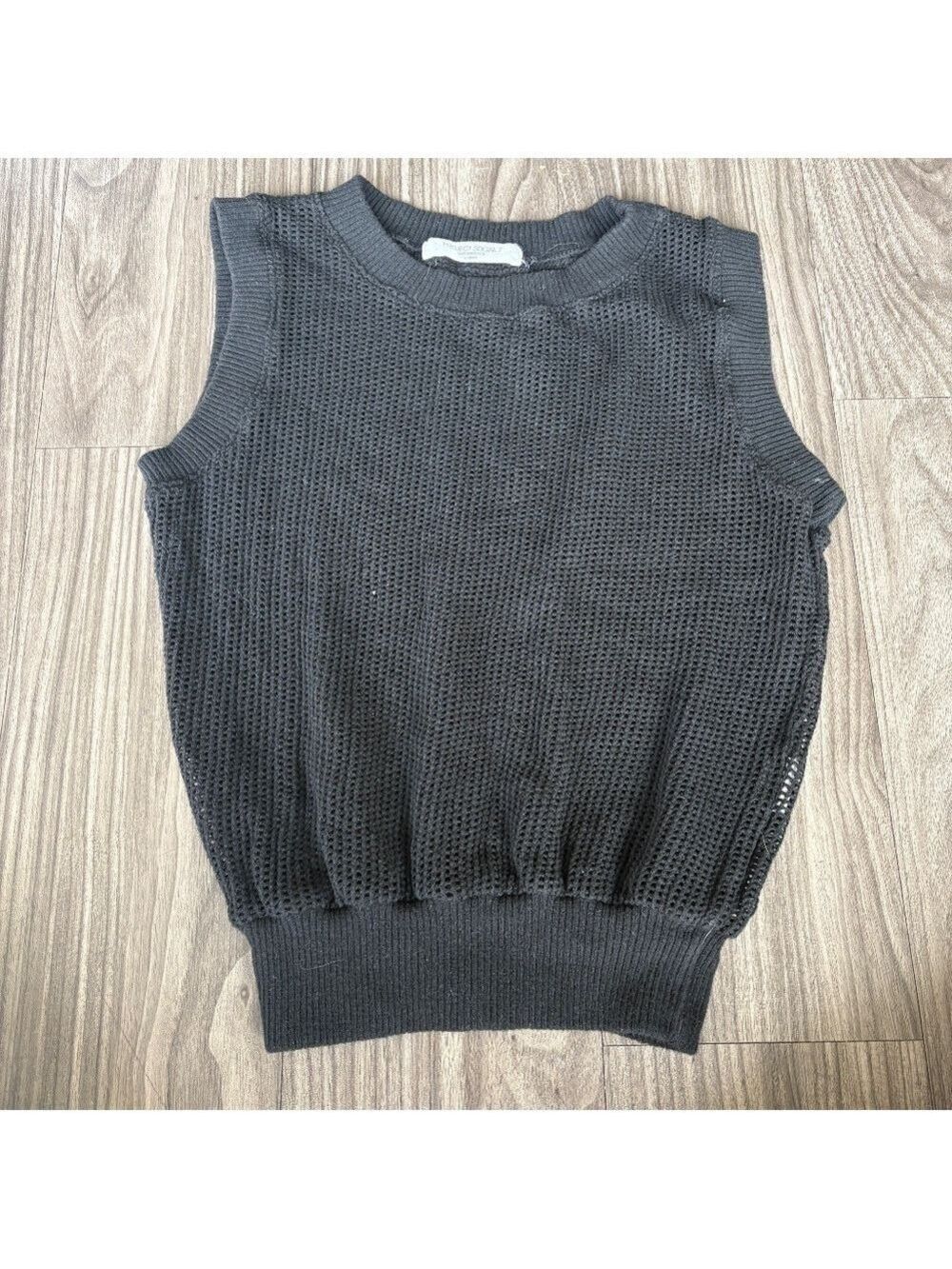 PROJECT SOCIAL T WOMENS BE REAL SWEATER MESH SHEER TANK - BLACK - Picture 2 of 6